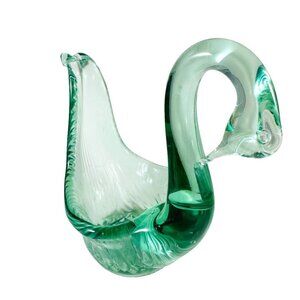 Beautiful Vintage handblown green glass swan in Murano style